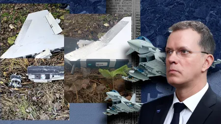 Primele imagini cu drona prăbușită în Vaslui. Ministrul Apărării, Ionuț Moșteanu: “S-a prăbușit singură, nu au tras în ea”