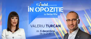 Emisiunea „În Opoziție cu Denise Rifai” începe joi, 5 decembrie, de la ora 21.30, live pe Gândul. Invitat: Valeriu Turcan