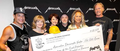 Metallica a donat 250.000 de euro pentru campania Dăruiește Viață / Rockerii au pus umărul la ridicarea primului Spital de Oncologie și Radioterapie Pediatrică din România