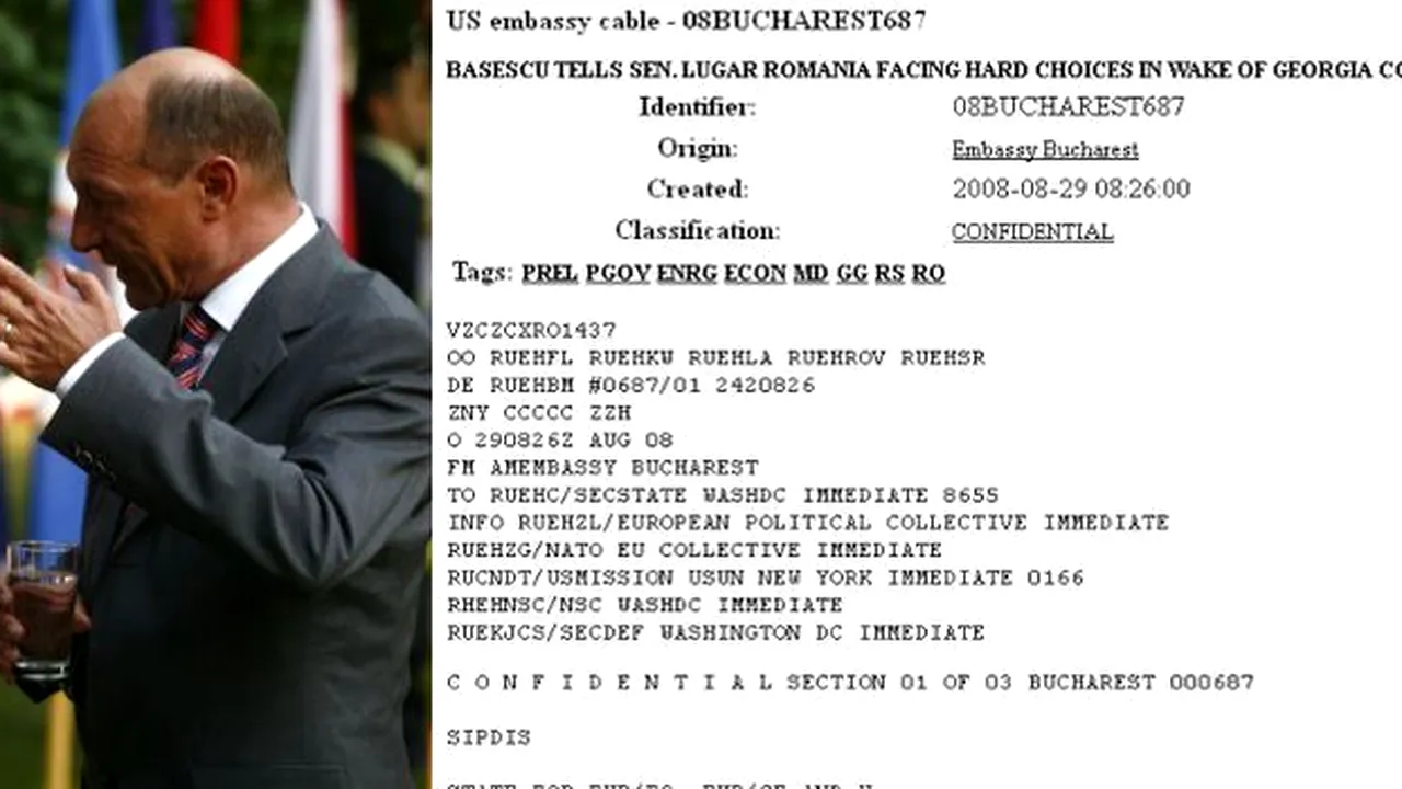 O TELEGRAMĂ WIKILEAKS EXPLOZIVĂ. Traian Băsescu a transmis SUA că ia în calcul UN CONFLICT MILITAR ROMÂNIA-RUSIA în Transnistria - EXCLUSIV