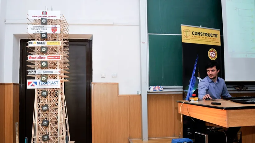 Macheta unei clădiri de 29 etaje, rezistentă la un cutremur de 10 grade, construită de studenți din Cluj