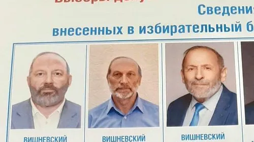 Candidatul opoziției ruse, tras la indigo, la alegerile din Sankt Petersburg. Trei Boris  Vișnevski, cu nume și fizionomii identice, se luptă pentru voturi