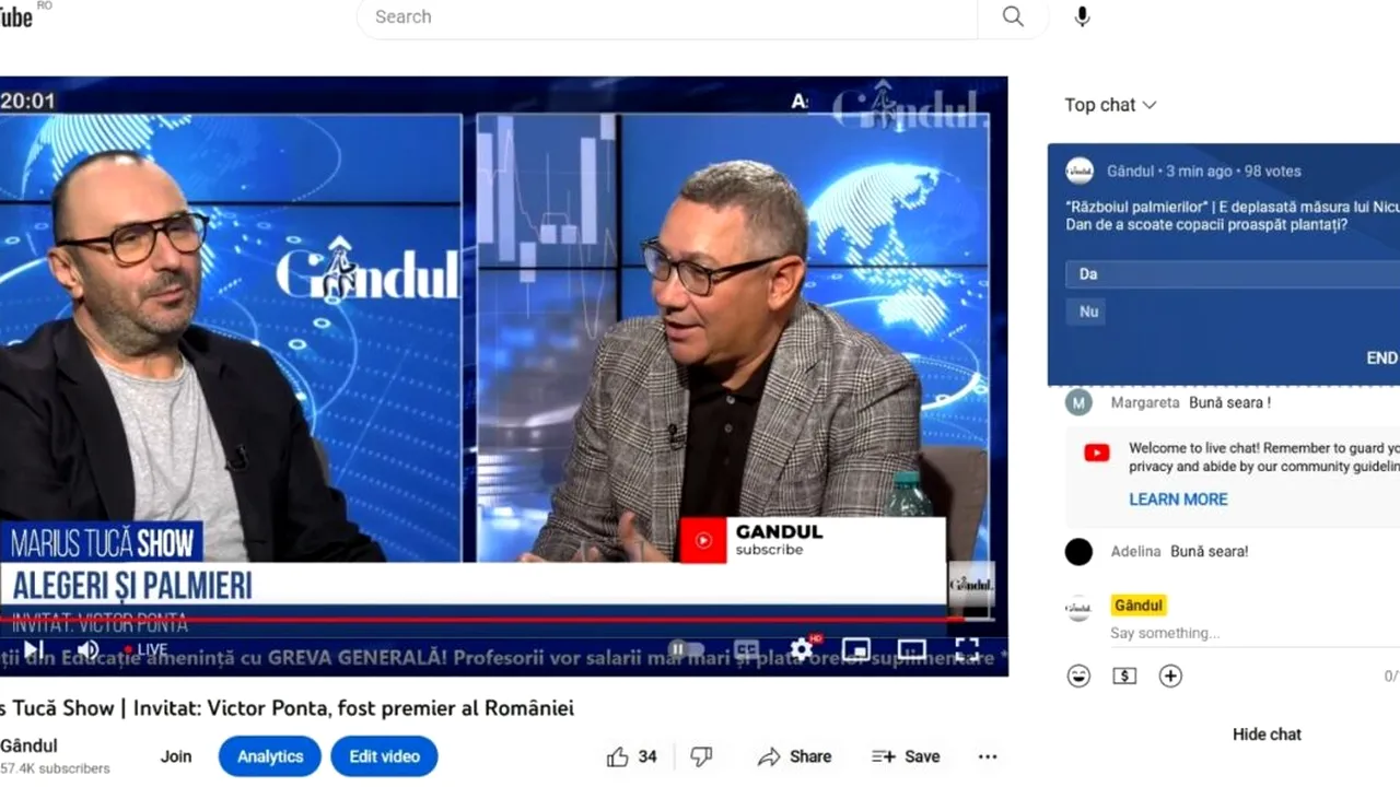 „Războiul palmierilor” | POLL Marius Tucă Show: „Este deplasată măsura lui Nicușor Dan de a scoate copacii proaspăt plantați?”