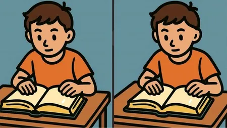 TEST de logică | Găsiți toate cele 3 diferențe dintre acești doi elevi, în maximum 49 de secunde!