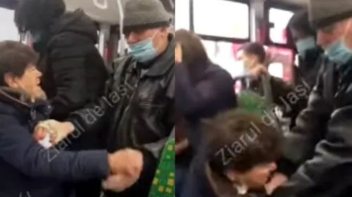 Bătaie într-un autobuz din Iași. O femeie care nu purta mască a fost lovită cu palma de un alt pasager