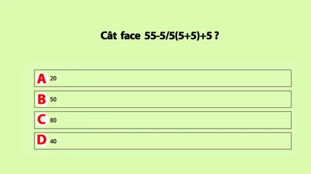 Test de inteligență pentru matematicieni | Cât face 55-5/5(5+5)+5?