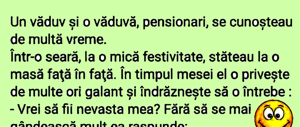 BANCUL ZILEI | Cerere în căsătorie - la vârsta a treia