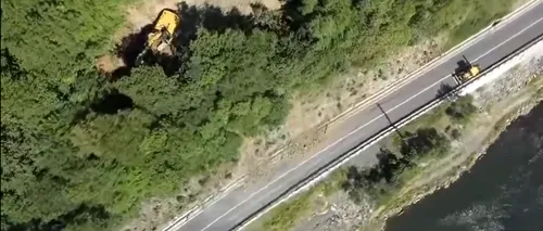 Imagini din DRONĂ de pe Valea Oltului, la patru zile de la începerea lucrărilor de defrișare