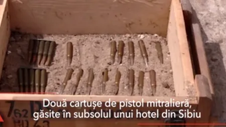 Două cartușe de pistol mitralieră au fost găsite în subsolul unui hotel din Sibiu