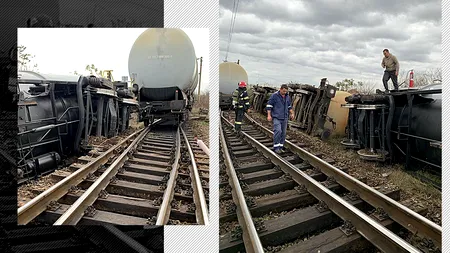 Un marfar privat cu 26 de cisterne de motorină a deraiat lângă Arad. Circulația tuturor trenurilor pe ruta Arad-București a fost blocată