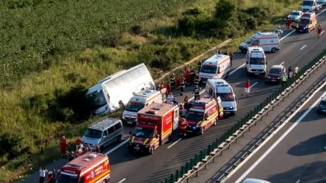 Care e starea copiilor răniți în urma ACCIDENTULUI de pe autostrada A2. Un băiat de 9 ani, în stare extrem de gravă