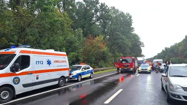 Accident grav pe A1 București-Pitești. Doi tineri și-au pierdut viața după ce au fost acroșați de un TIR