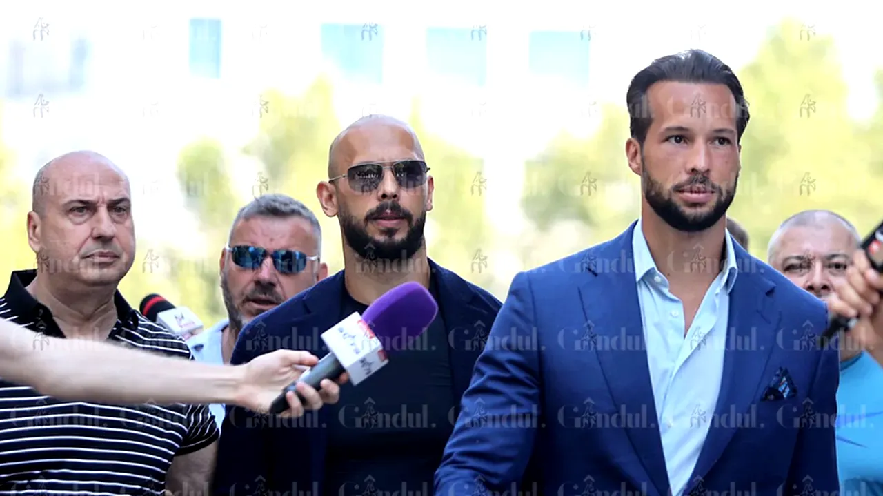 Frații TATE au ajuns la DIICOT. Procurorii au PRELUNGIT controlul judiciar în cazul britanicilor, cercetați pentru proxenetism