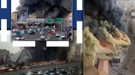 Incendiu de proporții la Teheran: Un bazar din vestul capitalei iraniene a luat foc. Cauza, necunoscută deocamdată