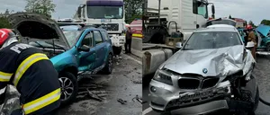 Accident rutier GRAV pe DN1, după ce șase autoturisme și un autocamion s-au ciocnit. Două persoane, transportate de urgență la spital
