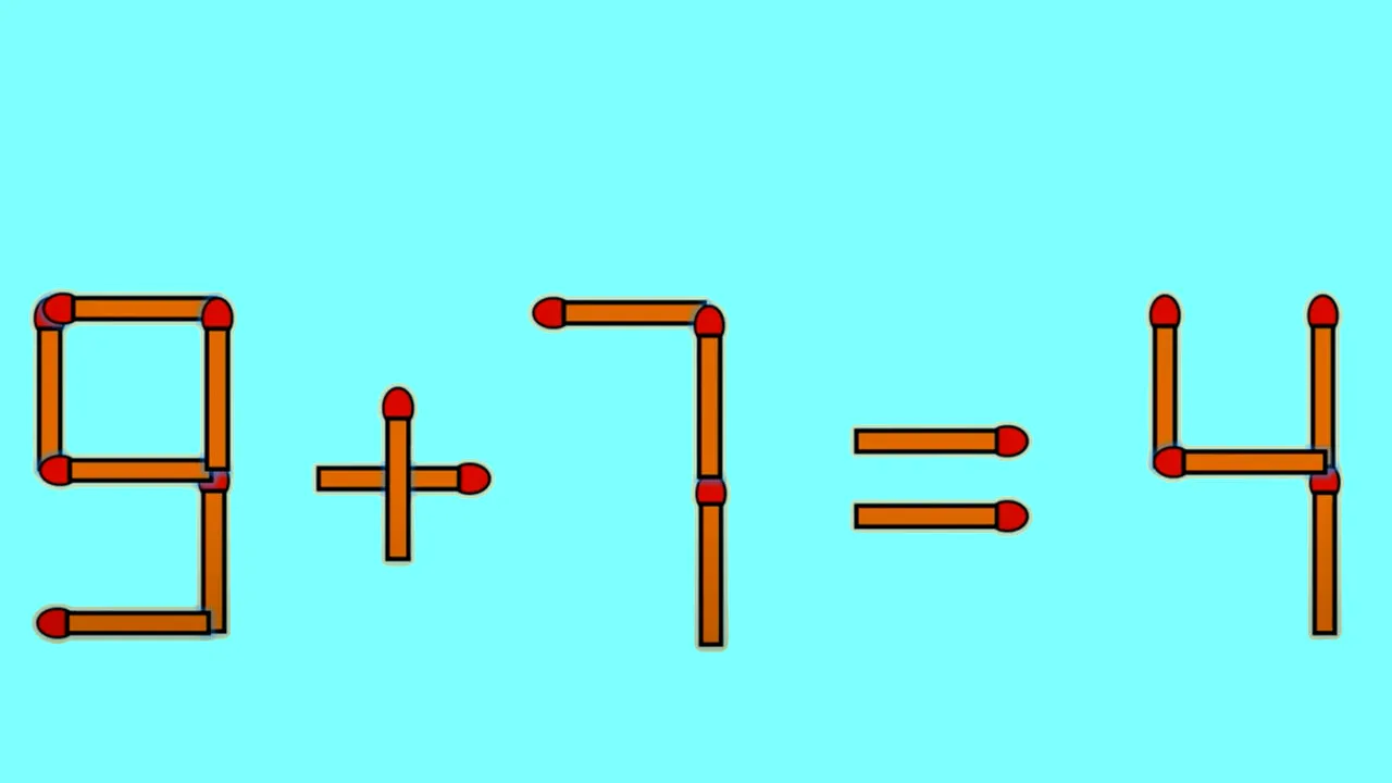 Test de inteligență pentru genii | Corectați 9 + 7 = 4, mutând un singur băț de chibrit 