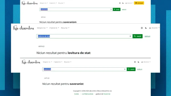 Dexonline exclude termenii „suveranism” și „lovitură de stat” din motorul de căutare / Biroul Electoral Sector 5 a dispus ELIMINAREA sondajului pro-Nicușor Dan