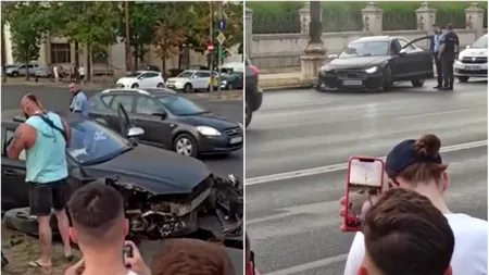 VIDEO | Bodyguardul Marian Box, din lumea interlopă a intrat cu maşina într-un stâlp de lângă Parlament