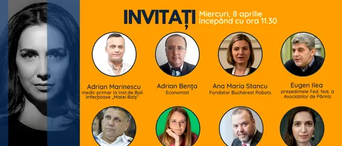 GÂNDUL LIVE | Medicul Adrian Marinescu și economistul Adrian Bența, printre invitații Emmei Zeicescu, pe 8 aprilie, de la ora 11.30