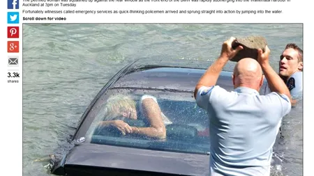 O femeie, salvată miraculos după ce a plonjat cu BMW-ul într-un râu