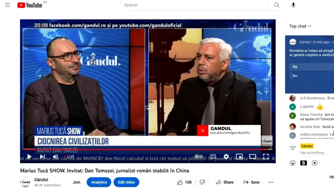POLL Marius Tucă Show: „România ar trebui să atragă noi investitori chinezi care ar genera o creștere a veniturilor și joburi?”