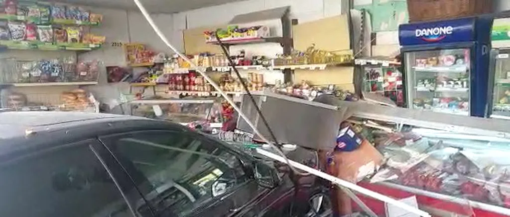 VIDEO| Un șofer cu BMW a intrat cu mașina într-un magazin din centrul Craiovei