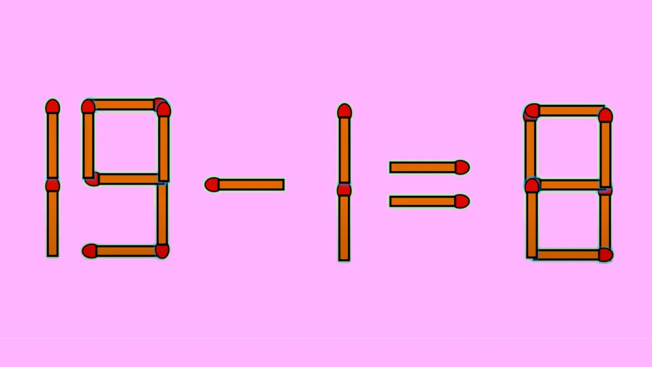 Test IQ cu chibrituri | Mutați un singur băț, pentru a corecta 19 - 1 = 8