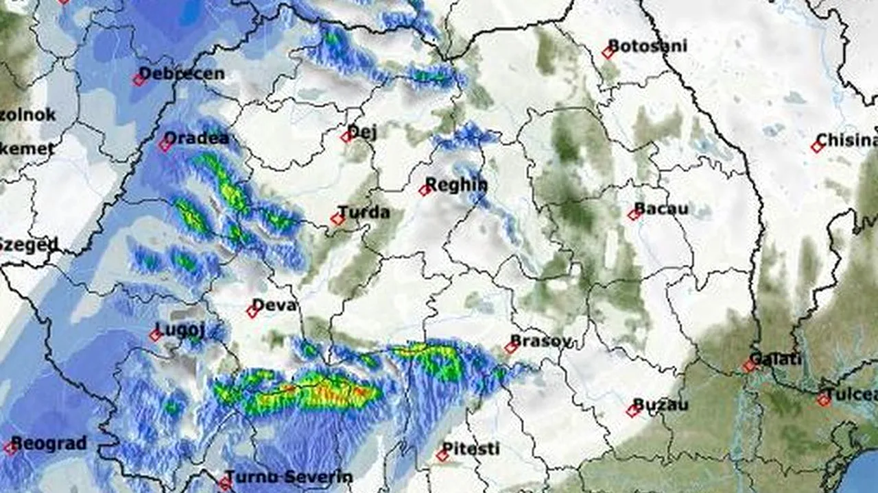 ANM: Ploi, ninsori și vânt puternic, miercuri și joi