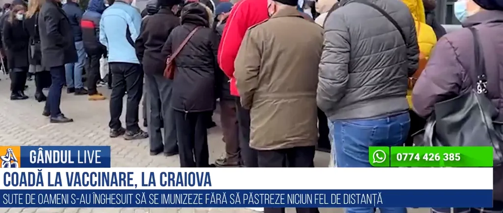GÂNDUL LIVE. Sute de oameni programați la aceleași ore la un centru de vaccinare din Craiova: „A fost nevoie să chemăm oameni pentru a putea...” - VIDEO