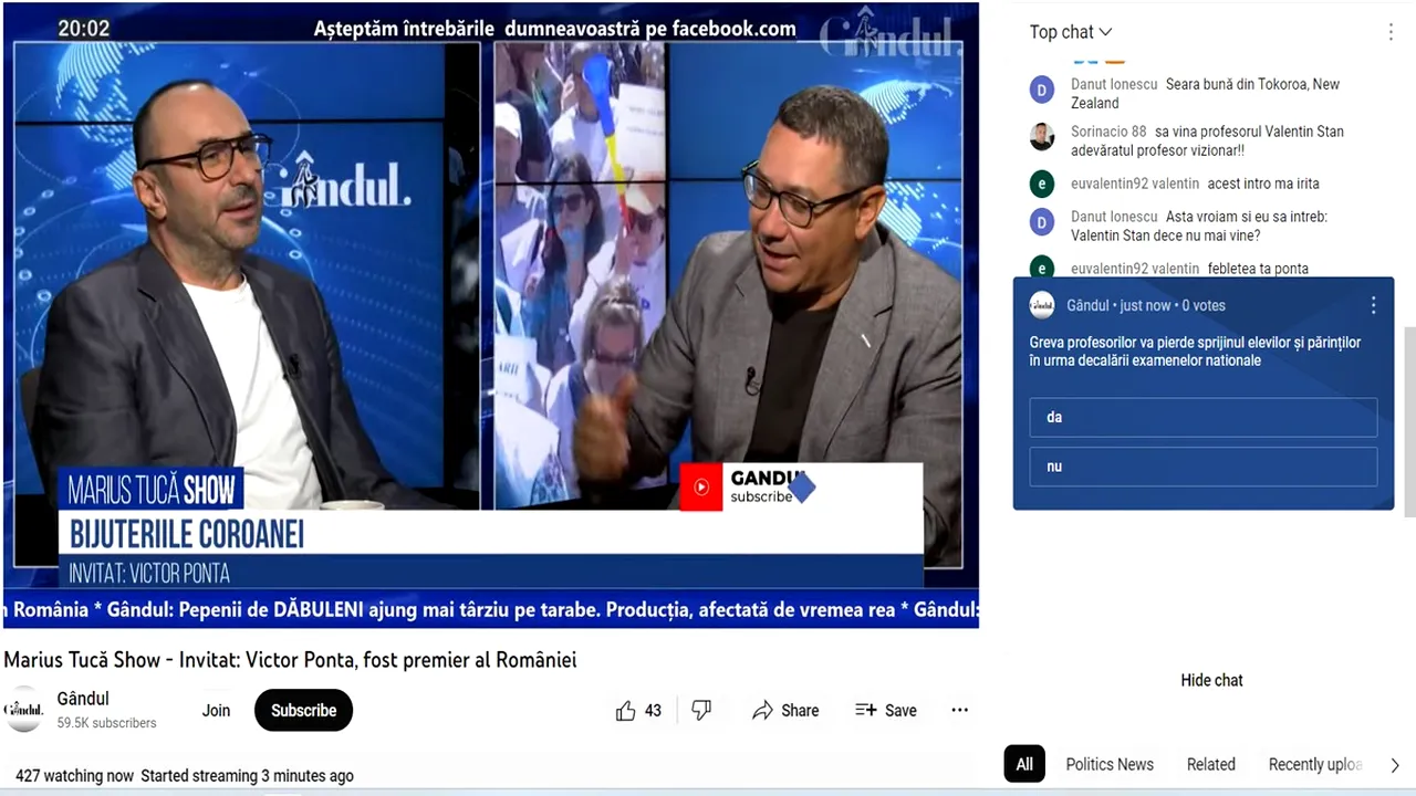 POLL Marius Tucă Show: Greva profesorilor va pierde sprijinul elevilor și părinților în urma decalării examenelor naționale?