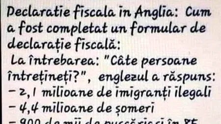 BANCUL ZILEI | Declarație fiscală în Anglia