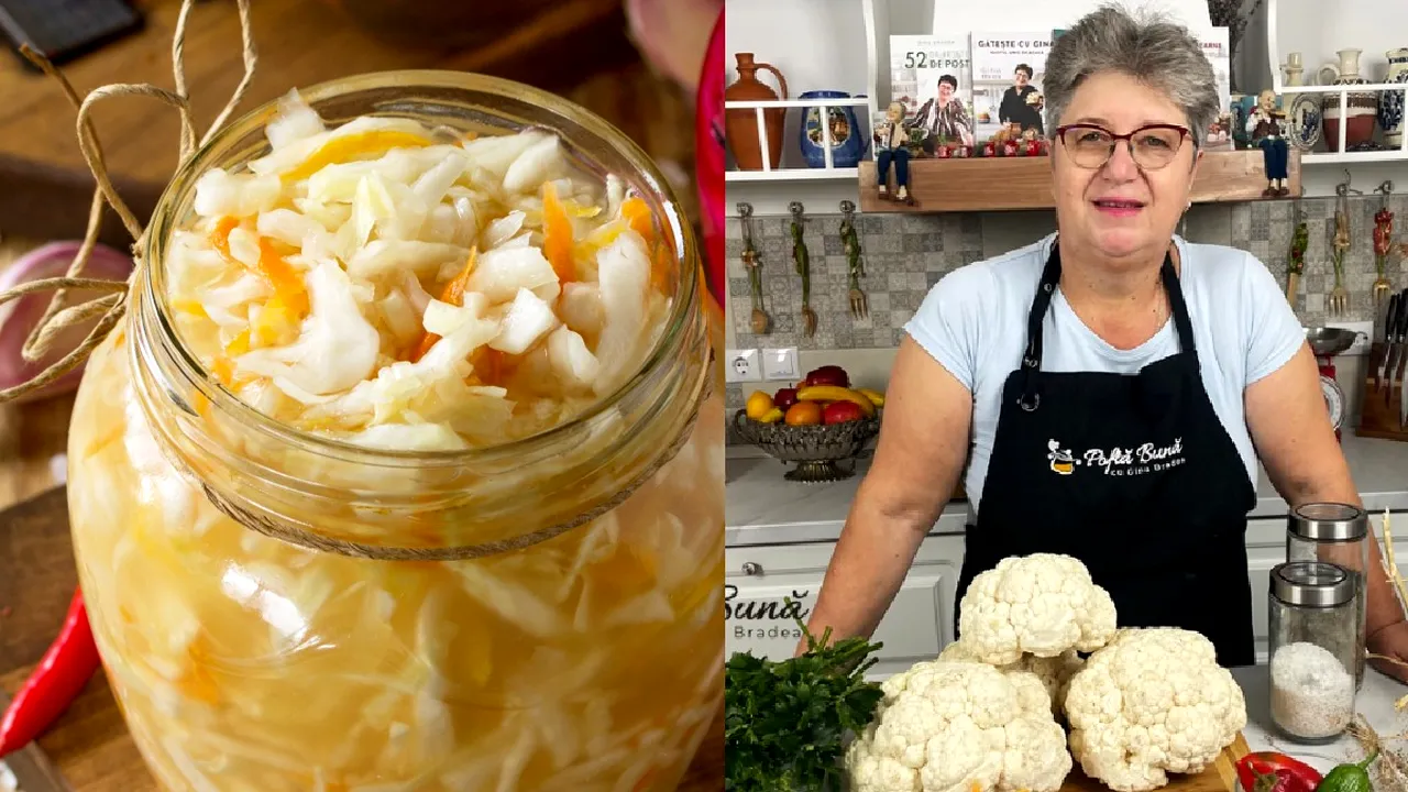 Cum se prepară rețeta de conopidă murată în saramură a Ginei Bradea, fără conservanți sau alte chimicale