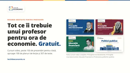 Se lansează gratuit platforma LecțiiDeEconomie.Ro. Profesorii au acces la sute de materiale educaționale și teste interactive