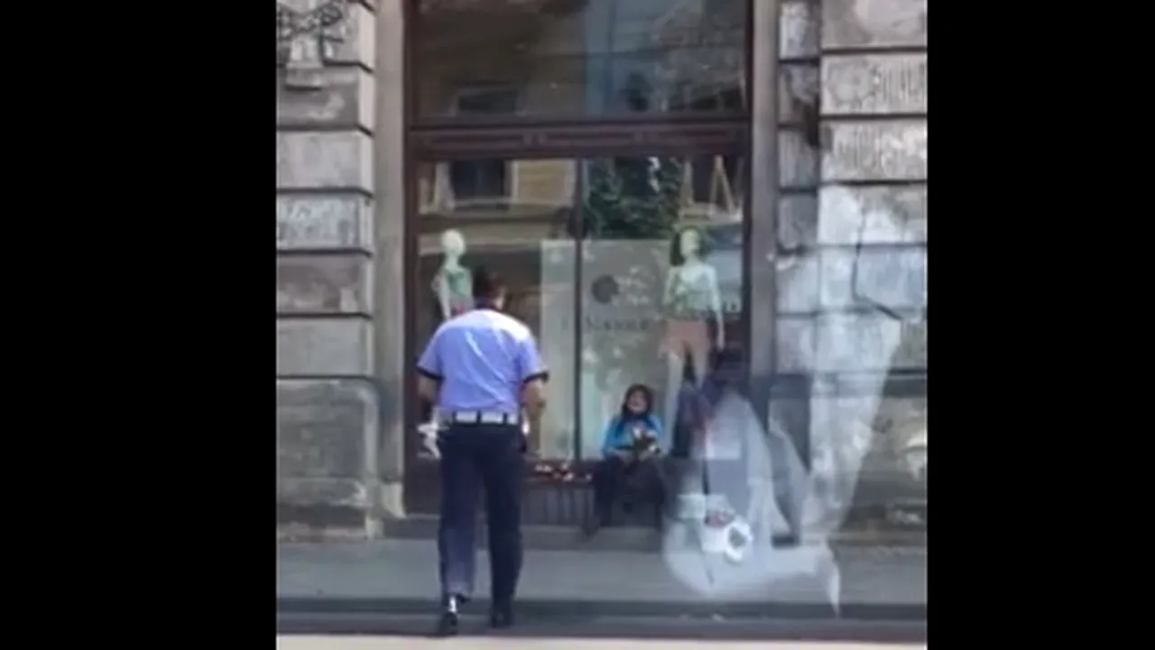 Un polițist a văzut o bătrână vânzând flori pe Magheru. Gestul pe care l-a făcut imediat l-a  transformat în vedetă pe Facebook. Un milion de oameni au văzut imaginile. VIDEO