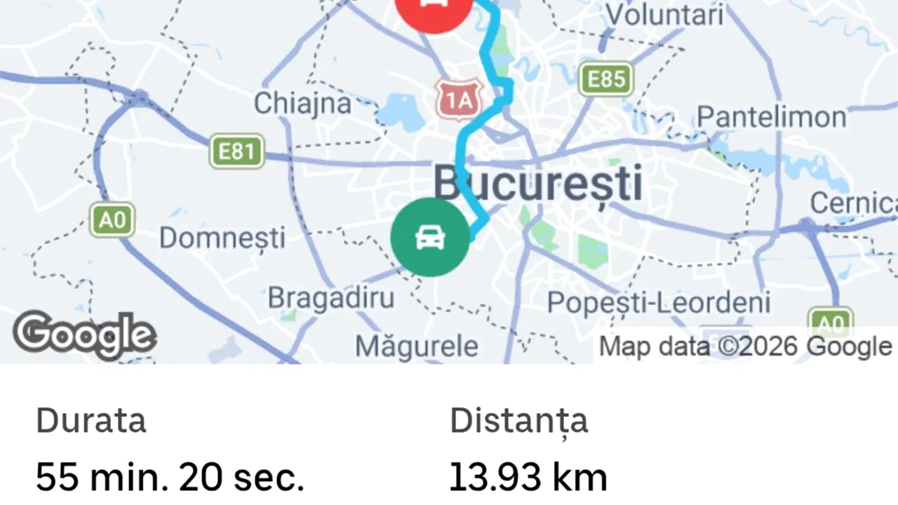 Se poate și așa! Cât a plătit un bucureștean pentru o cursă Uber de 55 de minute, la oră de vârf