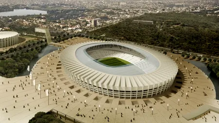 Mai multe bucăți din acoperișul unui stadion care va găzdui meciuri la CM 2014 s-au prăbușit pe teren