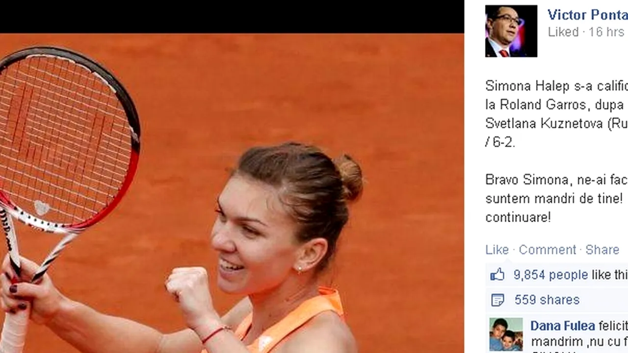 Mesajul lui Victor Ponta pentru SIMONA HALEP