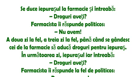 Bancul nopții | Un iepuraș intră în farmacie