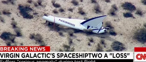 Nava SpaceShipTwo a Virgin Galactic, care ar trebui să ducă turiști în spațiu, s-a PRĂBUȘIT cu doi oameni la bord