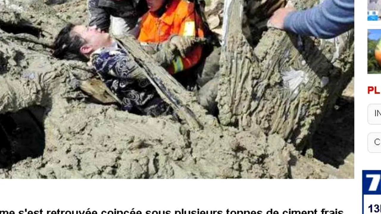 A scăpat cu doar câteva vânătăi, după ce a fost prinsă 40 de minute într-o mașină contorsionată, sub tone de ciment