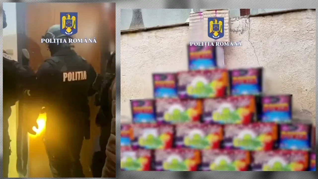 VIDEO | Sute kilograme de artificii confiscate de Poliție în București și Călărași. Petardele urmau să fie vândute online