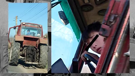 Imagini șocante la Cluj. Un copil a fost surprins conducând un tractor - VIDEO