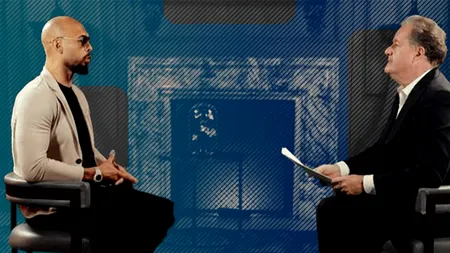 Andrew Tate ironizează acuzațiile care i se aduc de către DIICOT, într-un interviu realizat de Piers Morgan în România: 