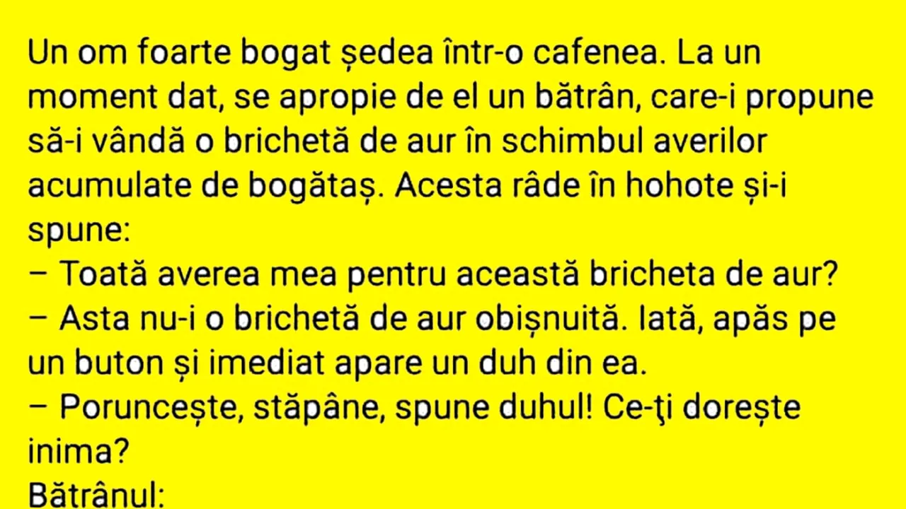 BANCUL ZILEI | Milionarul și bricheta de aur