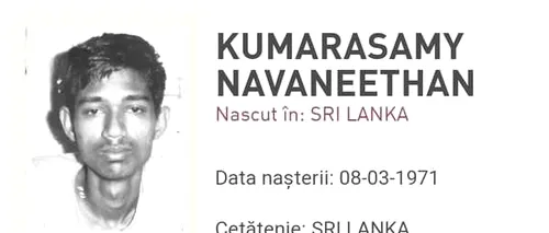 Criminalul fugar Navaneethan a fost recuperat de Justiție după o treime de SECOL. Cetățeanul din Sri Lanka era căutat din 1991