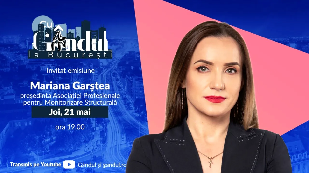‘’Cu Gândul la București’’ începe joi, 21 mai, de la ora 19:00. Invitat: Mariana Garștea