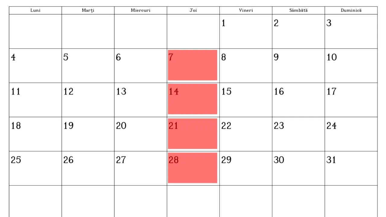 TEST IQ | Câte zile de joi pot fi în același an calendaristic? Care este numărul maxim?