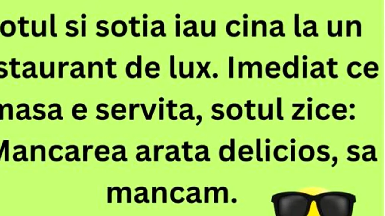 BANC. „Soțul și soția iau cina la un restaurant de lux”