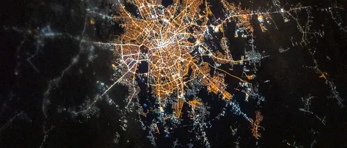Cum arată Bucureștiul văzut de pe Stația Spațială Internațională. Imaginea publicată de NASA
