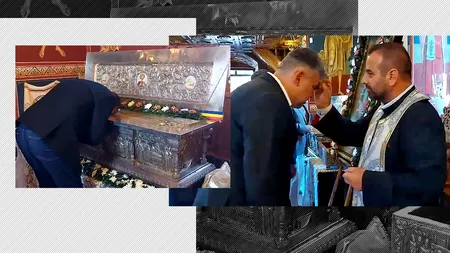 Marcel Ciolacu, la SFINȚIREA Bisericii Buna Vestire, din comuna Vișina. Cum a fost surprins PREMIERUL